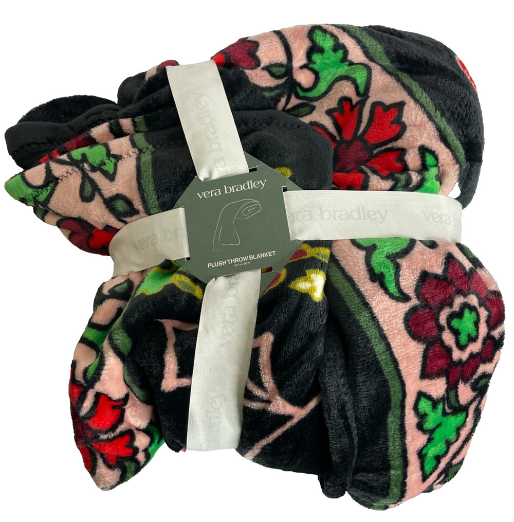 Vera Bradley Plush Throw Blanket, 50 x 80, Holly $60 New